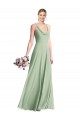Sleeveless Cowl Neck Chiffon Sage Long Evening Dress Canada for Sale