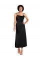 Sleeveless Cowl Neck Silky Satin Black Tea Length Formal Evening Dress Canada for Sale