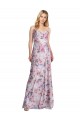 Sleeveless Cowl Neck Stretch Satin & Floral Long Formal Evening Dress Canada for Sale