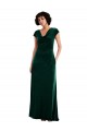 Cap Sleeves Cowl Neck Stretch Velvet Dark Green Long Black Tie Evening Dress Canada for Sale