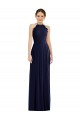 Sleeveless Halter Neck Soft Chiffon Dark Navy Long Semi Formal Evening Dress Canada for Sale