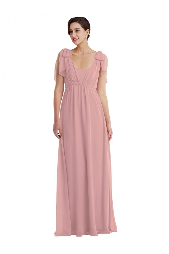 Sleeveless Halter Neck Soft Chiffon Dusty Pink Long Semi Formal Evening Dress Canada for Sale