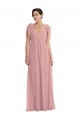Sleeveless Halter Neck Soft Chiffon Dusty Pink Long Semi Formal Evening Dress Canada for Sale