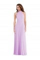 Sleeveless Halter Neck Soft Chiffon Lilac Long Semi Formal Evening Dress Canada for Sale
