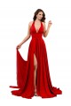 Sleeveless Halter Neck Spandex Red Long Formal Evening Dress Canada for Sale