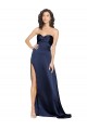 Sleeveless High Neck Silky Satin Sapphire Long Formal Evening Dress Canada for Sale