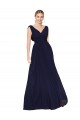 Sleeveless High Neck Soft Chiffon Dark Navy A-Line Long Formal Evening Dress Canada for Sale