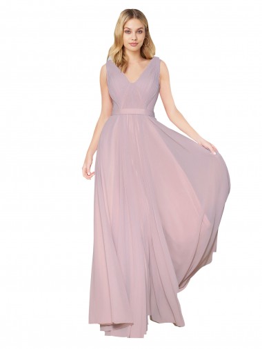 Sleeveless High Neck Soft Chiffon Primrose Long Formal Evening Dress Canada for Sale
