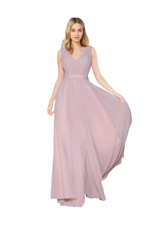 Sleeveless High Neck Soft Chiffon Primrose Long Formal Evening Dress Canada for Sale