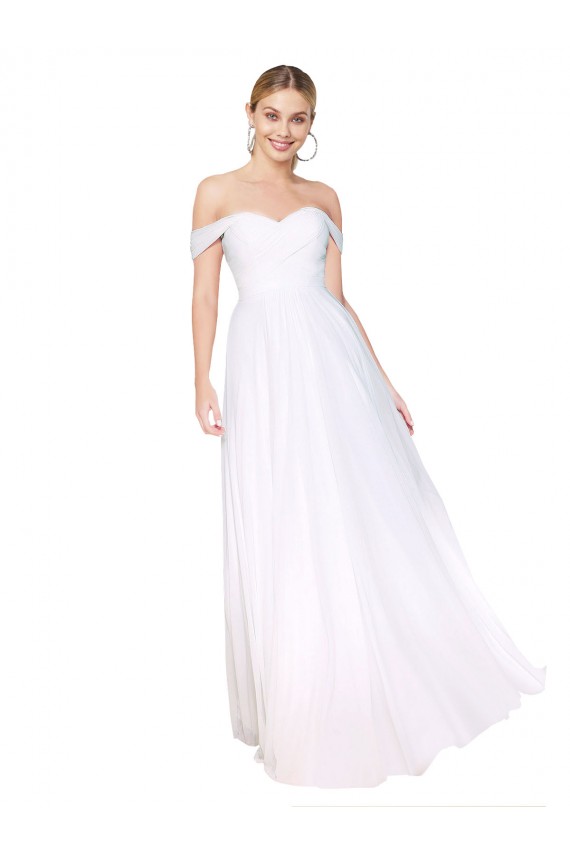 Sleeveless High Neck Soft Chiffon White Long Formal Evening Dress Canada for Sale