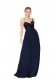 Sleeveless High Neck Soft Chiffon & Sequin Dark Navy Long Semi Formal Evening Gown Canada for Sale
