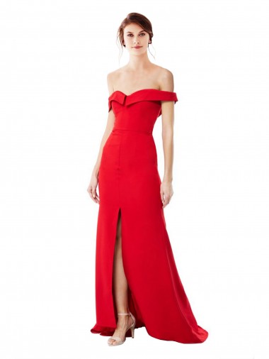 Sleeveless High Neck Stretch Crepe Red Long Evening Gown Canada for Sale