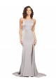 Sleeveless High Neck Stretch Satin Sweep Train Formal Evening Dress Canada for Sale