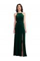Sleeveless High Neck Stretch Velvet Dark Green Long Semi Formal Evening Dress Canada for Sale