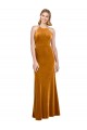 Sleeveless High Neck Stretch Velvet Gold Long Formal Evening Dress Canada for Sale