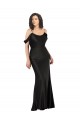 Sleeveless Off the Shoulder Silky Satin Black Long Formal Dress Canada for Sale