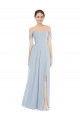 Flounce Sleeves Off the Shoulder Soft Chiffon Sea Glass Long Semi Formal Evening Dress Canada for Sale