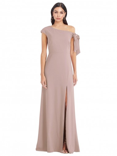 Sleeveless Off the Shoulder Stretch Crepe Dusty Pink Long Formal Evening Dress Canada for Sale