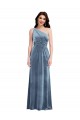 Sleeveless Off the Shoulder Stretch Velvet Dusty Blue Long Evening Dress Canada for Sale