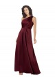 Sleeveless One Shoulder Silky Satin Burgundy Long Formal Evening Dress Canada for Sale
