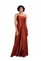 Sleeveless One Shoulder Silky Satin Burnt Orange Long Black Tie Evening Dress Canada for Sale
