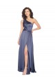 Sleeveless One Shoulder Silky Satin Dusk Long Formal Evening Dress Canada for Sale