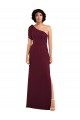 Sleeveless One Shoulder Soft Chiffon Burgundy Long Formal Evening Dress Canada for Sale