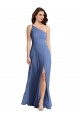 Sleeveless One Shoulder Soft Chiffon Windsor Blue Long Formal Evening Dress Canada for Sale