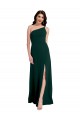 Sleeveless One Shoulder Stretch Crepe Midnight Green Long Formal Evening Dress Canada for Sale