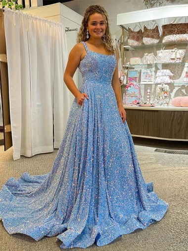 Sleeveless Scoop Neck Velvet Sequin Court Train Evening Dress Canada for Sale
