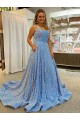 Sleeveless Scoop Neck Velvet Sequin Court Train Evening Dress Canada for Sale