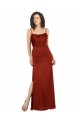 Sleeveless Square Neck Silky Satin Red Long Formal Evening Dress Canada for Sale