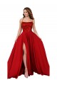 Sleeveless Square Neck Spandex & Lace Red Long Semi Formal Evening Dress Canada for Sale