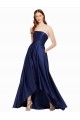 Sleeveless Strapless Satin Dark Navy Long High Low Evening Dress Canada for Sale