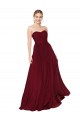 Sleeveless Strapless Soft Chiffon Burgundy Long Formal Evening Dress Canada for Sale