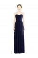 Sleeveless Strapless Soft Chiffon Dark Navy Long Formal Evening Dress Canada for Sale