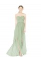 Sleeveless Strapless Soft Chiffon Sage Long Semi Formal Evening Dress Canada for Sale