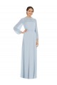 Puff Sleeves Strapless Soft Chiffon Sea Glass Long Formal Evening Dress Canada for Sale
