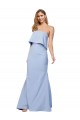 Sleeveless Strapless Stretch Crepe Light Sky Blue Long Formal Dress Canada for Sale