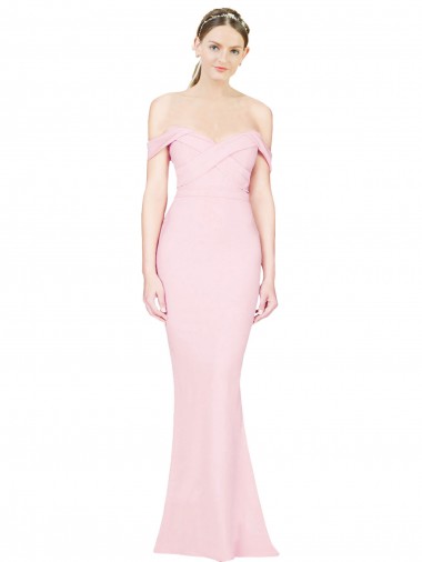 Sleeveless Strapless Stretch Crepe Pink Long Formal Evening Dress Canada for Sale