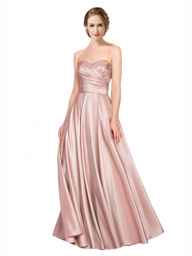 Sleeveless Strapless Stretch Satin Long Black Tie Evening Dress Canada for Sale