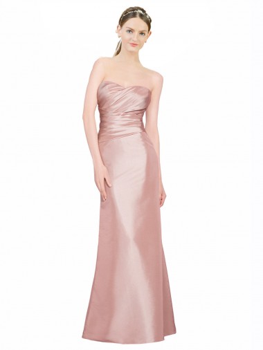 Sleeveless Strapless Stretch Satin Long Formal Evening Dress Canada for Sale