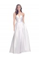 Sleeveless Strapless Stretch Satin White Long Formal Evening Dress Canada for Sale