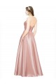 Sleeveless Strapless Stretch Satin Long Black Tie Evening Dress Canada for Sale