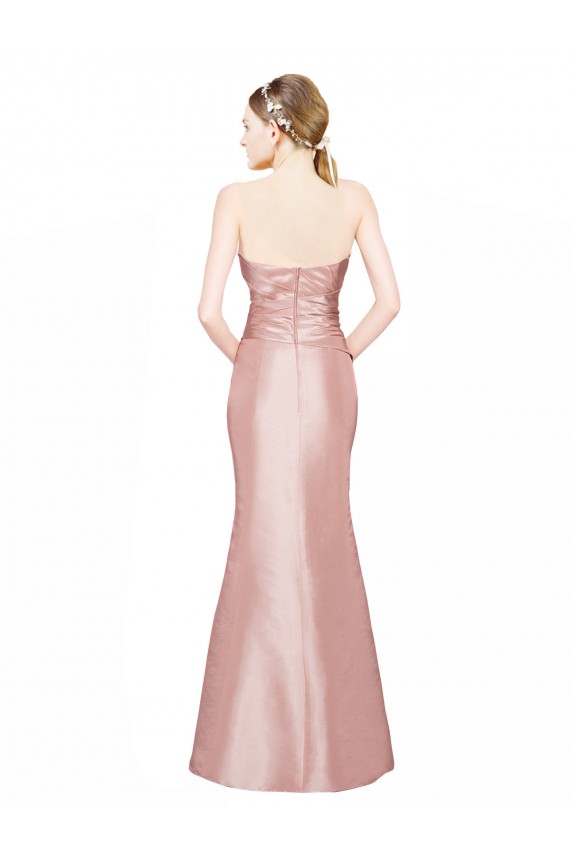 Sleeveless Strapless Stretch Satin Long Formal Evening Dress Canada for Sale