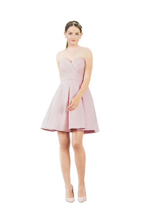 Sleeveless Sweetheart Satin Pink Knee Length Evening Dress Canada for Sale