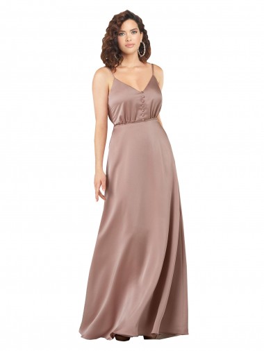 Sleeveless Sweetheart Silky Satin Dusty Pink Long Formal Evening Dress Canada for Sale
