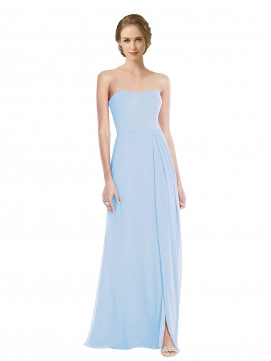 Sleeveless Sweetheart Soft Chiffon Light Sky Blue Long Formal Dress Canada for Sale