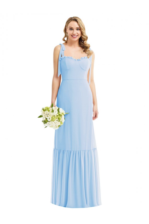 Sleeveless Sweetheart Soft Chiffon Light Sky Blue Long Semi Formal Evening Dress Canada for Sale