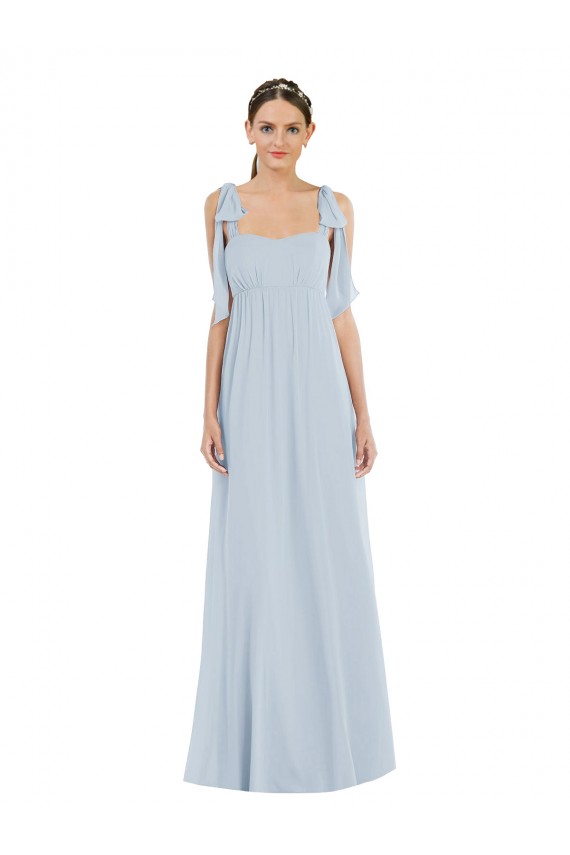 Sleeveless Sweetheart Soft Chiffon Sea Glass Long Semi Formal Evening Dress Canada for Sale